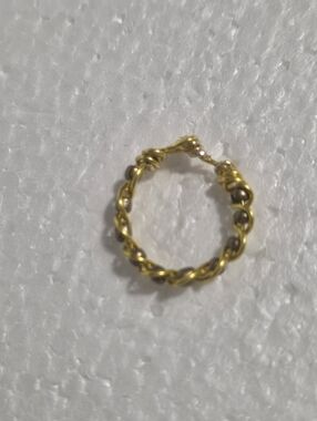 Handcrafted Gold-Tone Twisted Ring with Gold Accent Beads